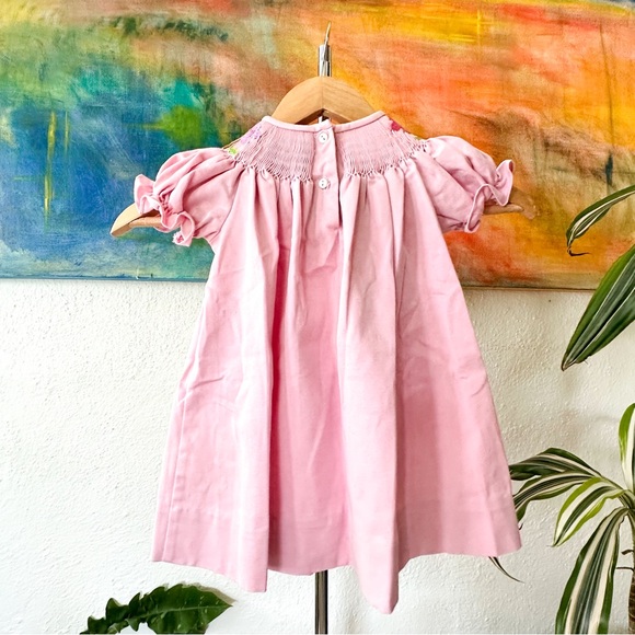 Silly Goose Vintage Pink Floral Hand Smocked Dress - Picture 2 of 5